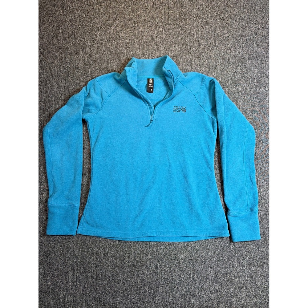 Mountain Hardwear Womens Microfleece Quarter Zip Pullover Blue Turquoise Size M
